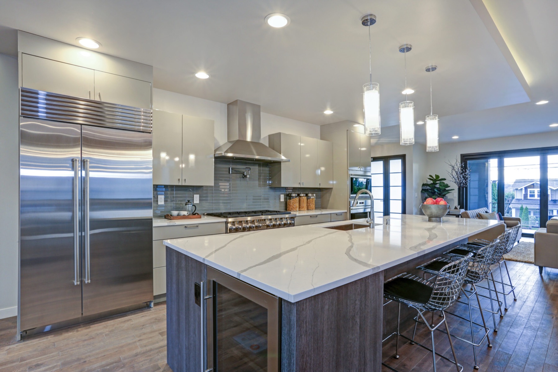 A finished Salisbury Construction kitchen renovation in Marlborough with a large island